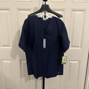Landau 7502Bnplrg Scrub Shirt,L,Navy,Unisex Made In Egypt